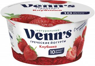 Йогурт Венс Греческий Клубника 0,1% 130г.